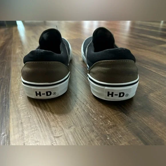 Harley-Davidson Men's Size 8 Canvas Black and White Loafers Unisex W9.5 D93320 - Picture 5 of 7